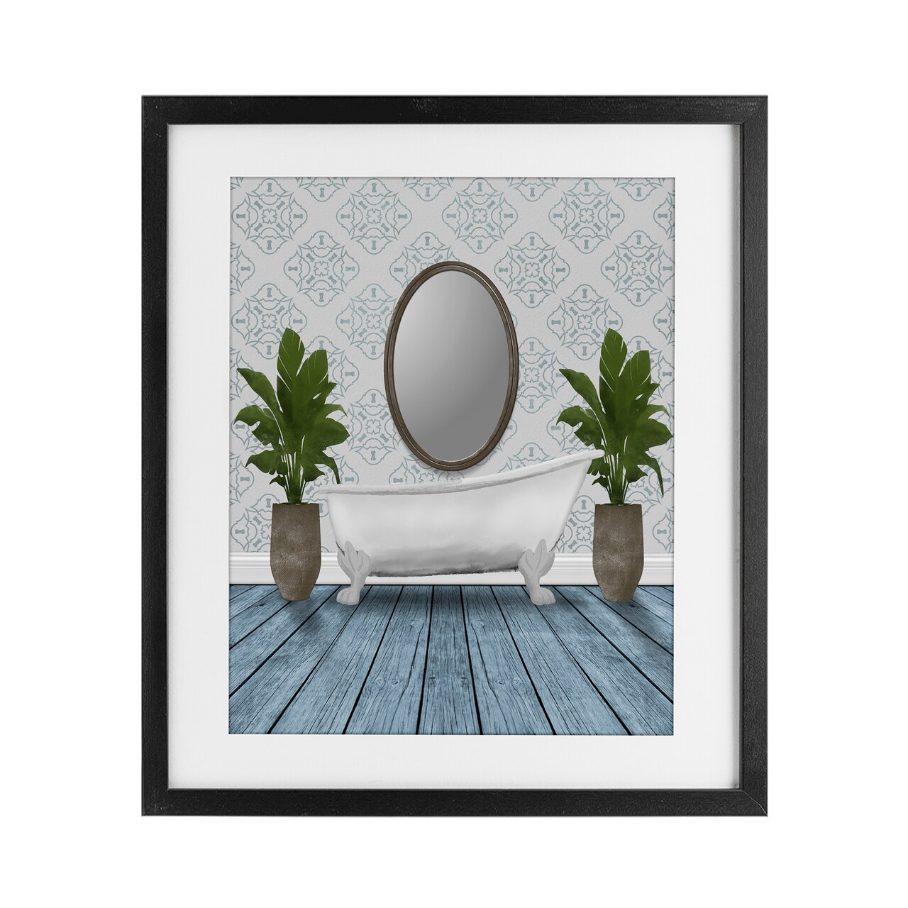 Stupell Industries Restful Wash Bathtub Framed Print Under Glass, design by Marcus Prime